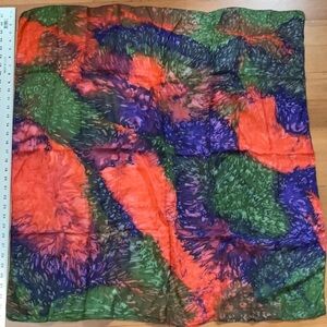 100% Silk, Hand Dyed Vibrant Multicolor Scarf Hand Rolled Edge
